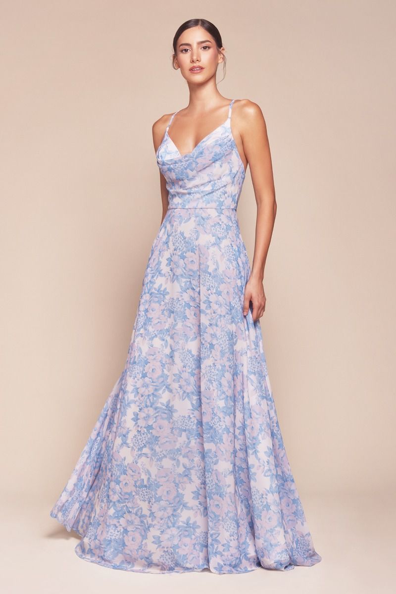 A-LINE SOFT SATIN PRINT DRESS 7444
