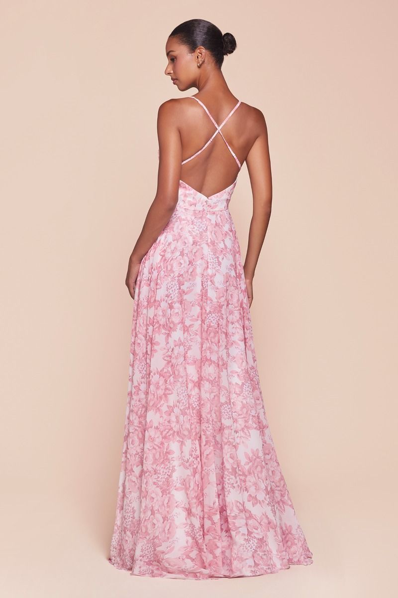 A-LINE SOFT SATIN PRINT DRESS 7444