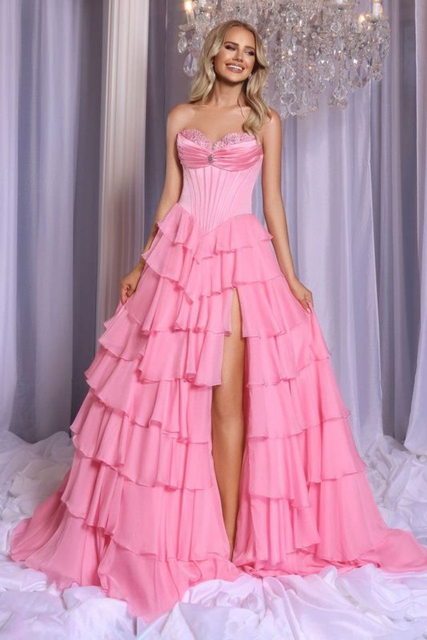Shimmering Sequin Strapless Evening Gown  Lilac & Blue  MARIGOLD DRESSES