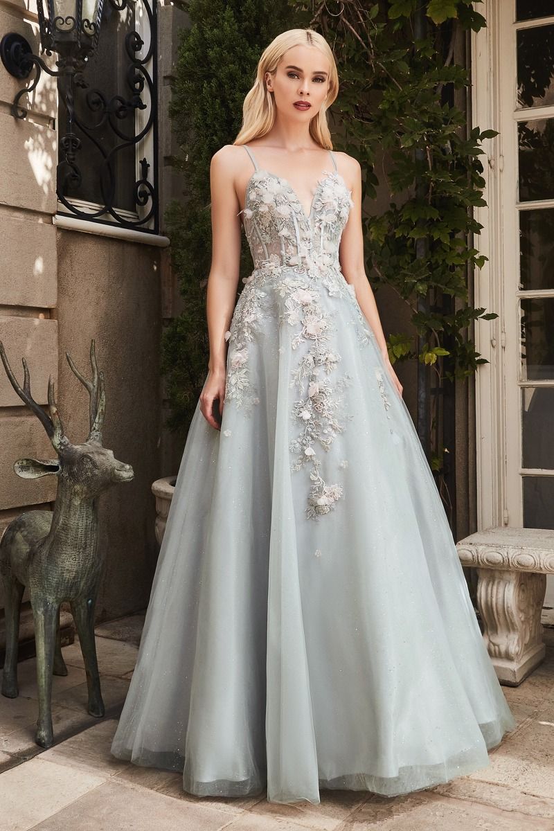 TIANA BLOSSOM APPLIQUE BALL GOWN