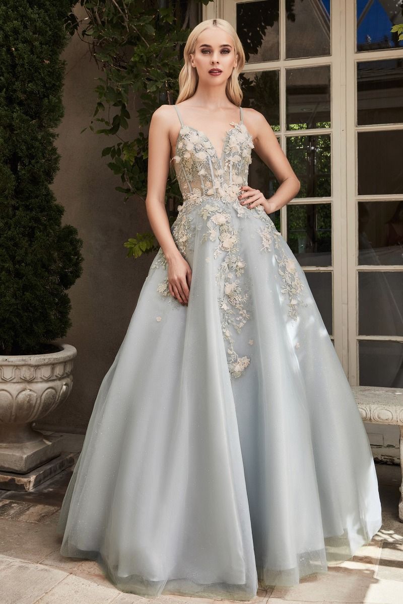 TIANA BLOSSOM APPLIQUE BALL GOWN