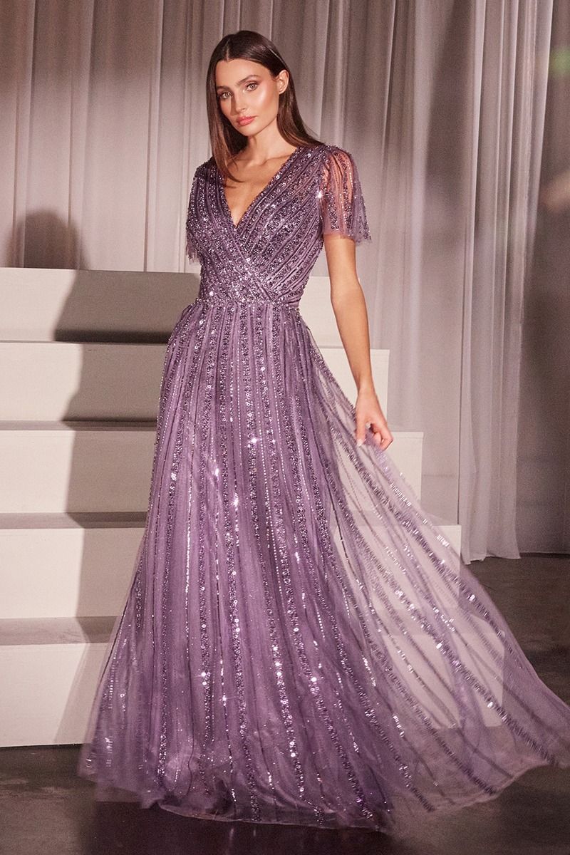 SEQUIN EMBELLISHED A-LINE DRESS CD0241