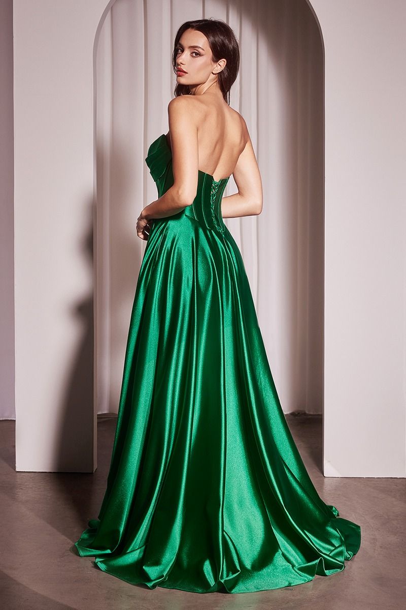 STRAPLESS SATIN A-LINE DRESS CD378
