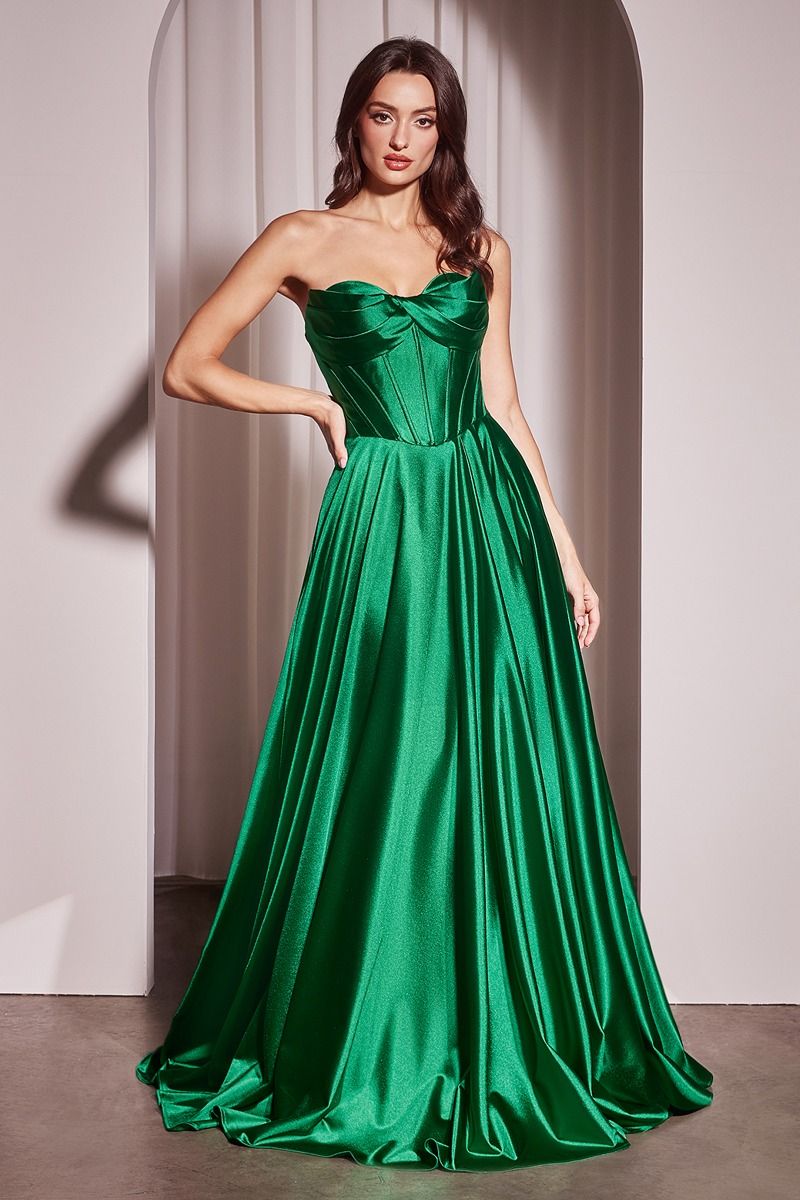 STRAPLESS SATIN A-LINE DRESS CD378