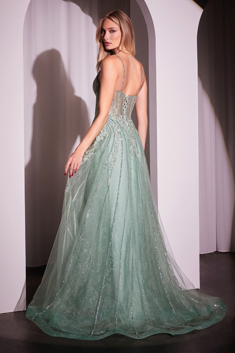 CRYSTAL EMBELLISHED A-LINE TULLE DRESS CD786