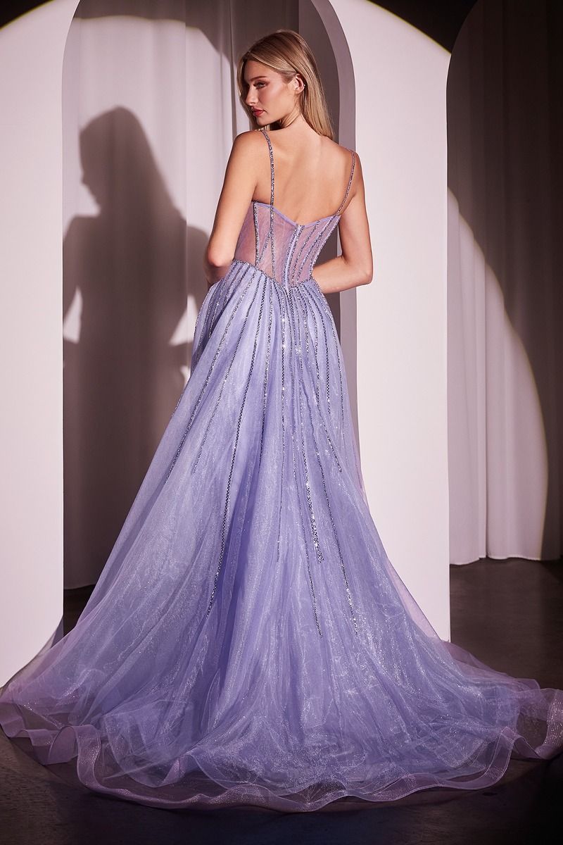 BEADED FITTED GOWN WITH OVERSKIRT CD863