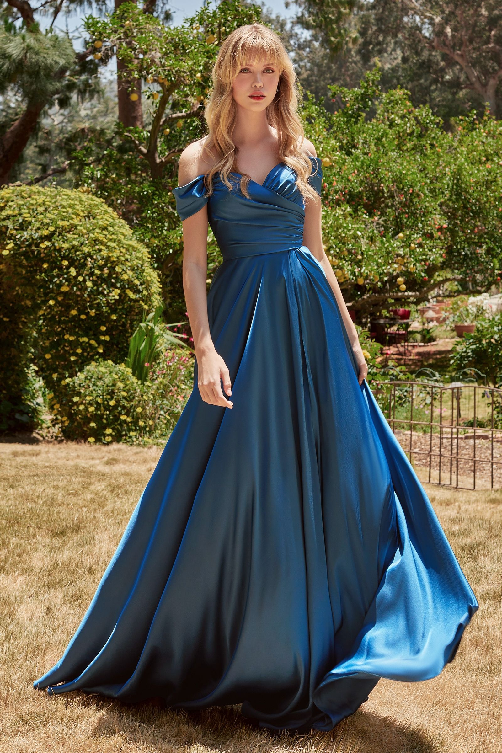 A-LINE SATIN OFF THE SHOULDER DRESS 7493 MARIGOLD DRESSES A-LINE SATIN OFF THE SHOULDER DRESS 7493 MARIGOLD DRESSES