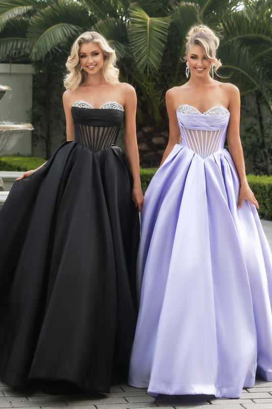 Elegant Sequin Gown with Corset Bodice