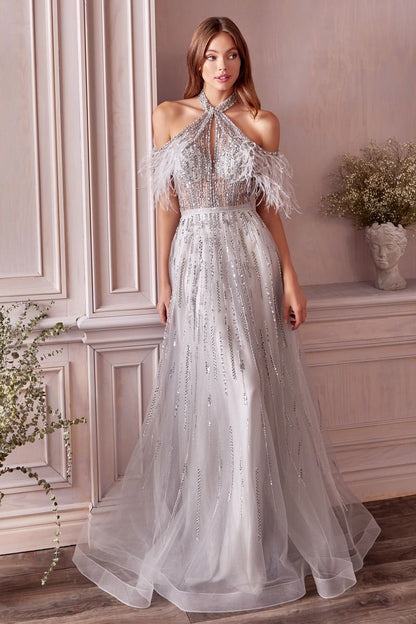 ANASTASIA FEATHER GOWN A1023
