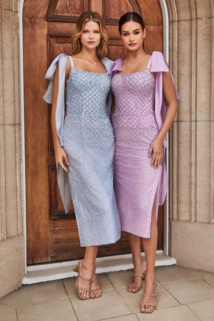 EMBELLISHED COCKTAIL DRESS WITH TIE STRAPS A1110