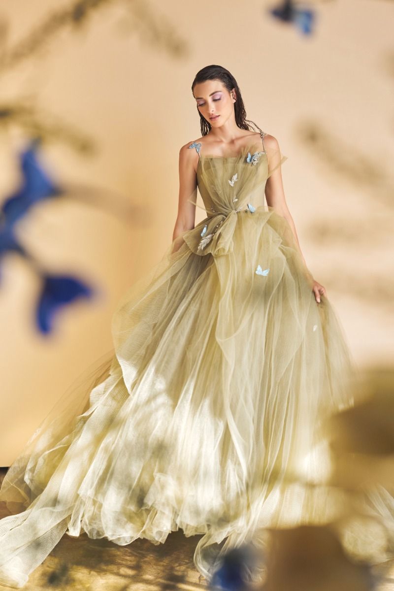 DANCING BUTTERFLIES PLISSE BALL GOWN A1113