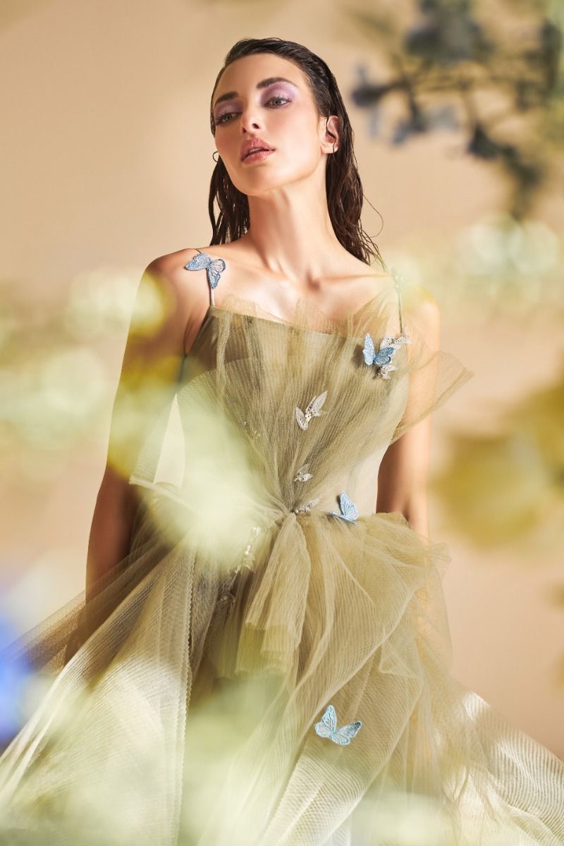DANCING BUTTERFLIES PLISSE BALL GOWN A1113
