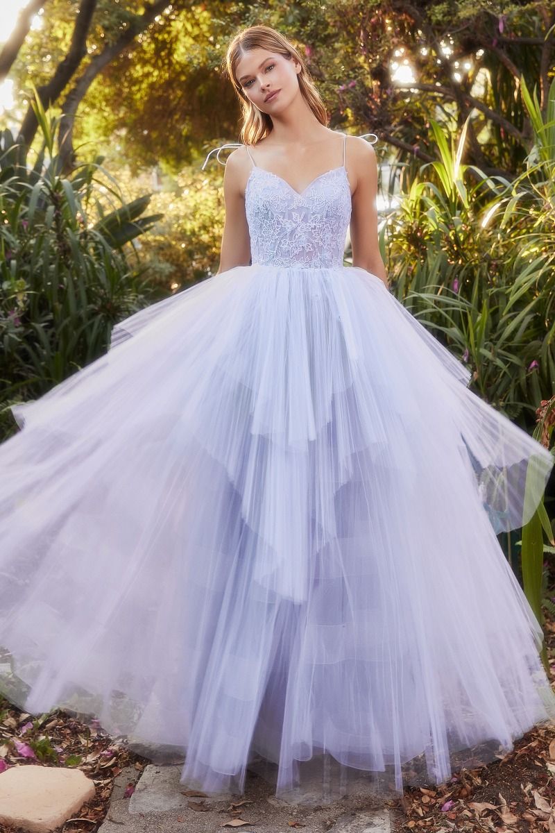 PERRY PLISSE RUFFLE GOWN A1152