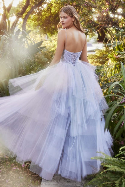 PERRY PLISSE RUFFLE GOWN A1152