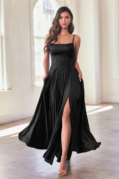 SATIN A-LINE GOWN B8402