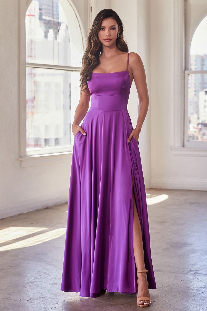 SATIN A-LINE GOWN B8402