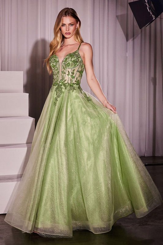 A-LINE LAYERED TULLE GOWN &amp; LACE EMBELLISHED BODICE  CC0881