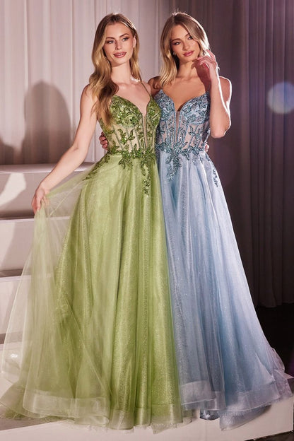 A-LINE LAYERED TULLE GOWN &amp; LACE EMBELLISHED BODICE  CC0881