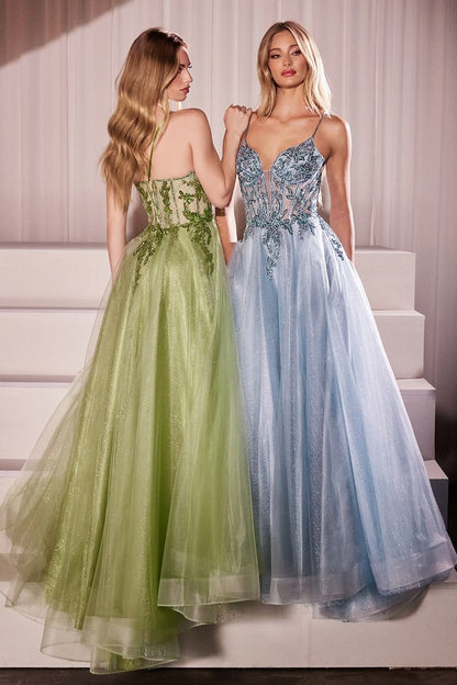 A-LINE LAYERED TULLE GOWN &amp; LACE EMBELLISHED BODICE  CC0881