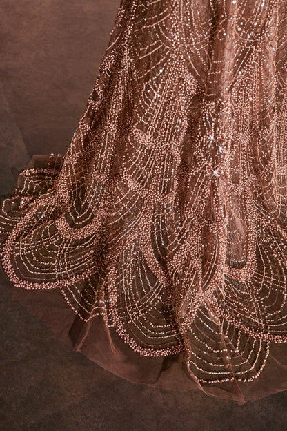 FULLY EMBELLISHED FIT & FLARE GOWN CC4020