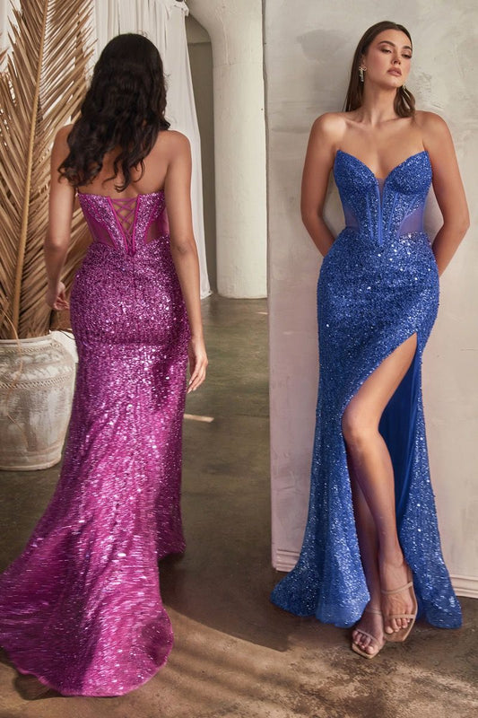 EMBELLISHED STRAPLESS GOWN CD0227