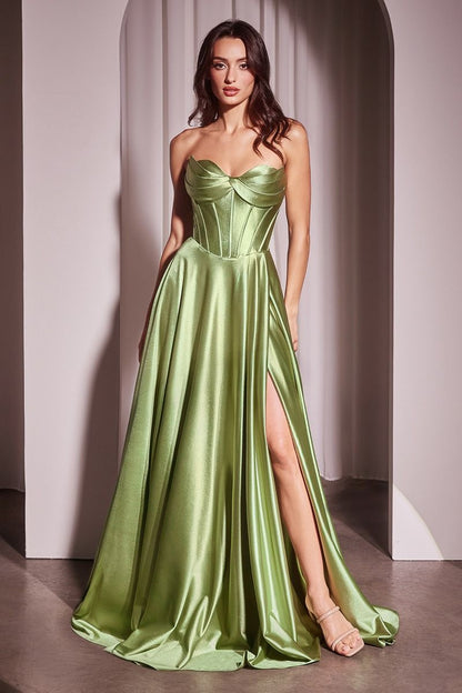 STRAPLESS SATIN A-LINE DRESS CD378