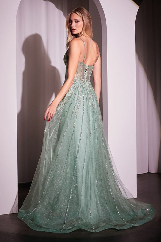 CRYSTAL EMBELLISHED A-LINE TULLE DRESS CD786