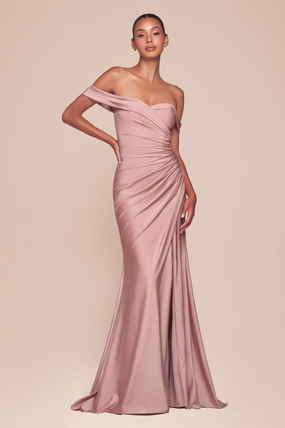 CD790 OFF THE SHOULDER STRETCH SPANDEX DRESS