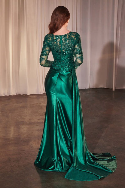 LONG SLEEVE LACE SATIN FITTE CDS506